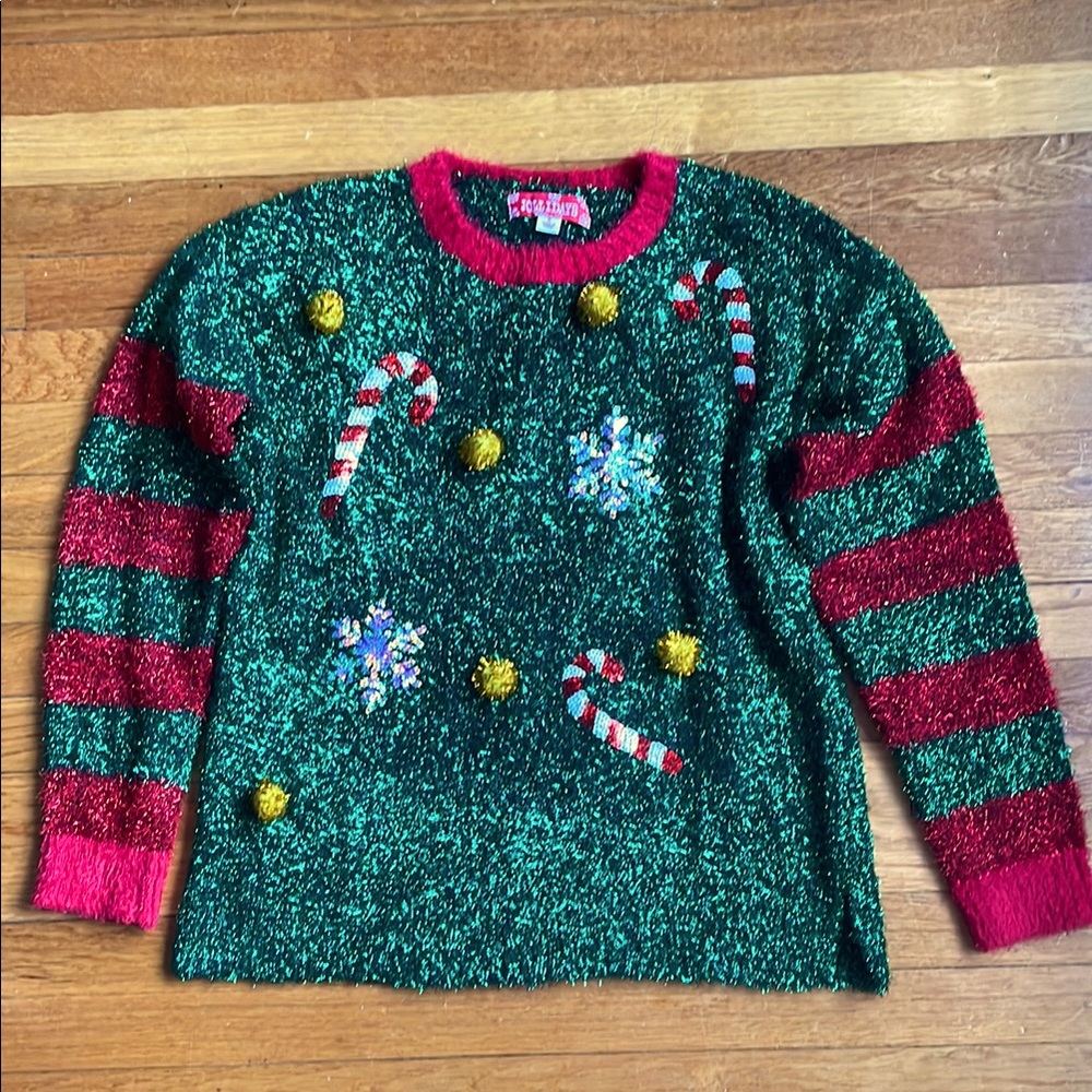 Festive Green and Red Women's Sweater, Small